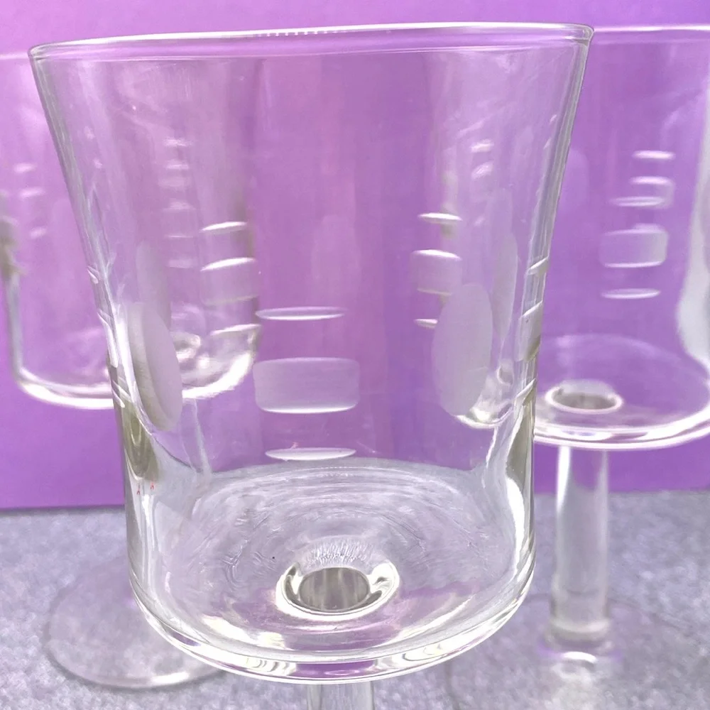 Vintage Waterford Javit MCM Design Unique Shape Cameo Pattern Wine Glass Set